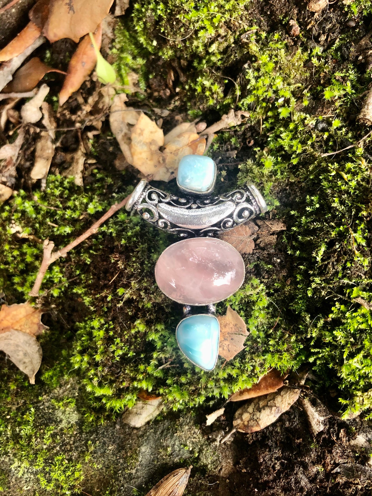 Pendentif en Quartz Rose & Larimar