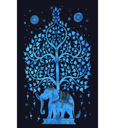 Black & Blue Elephant Tapestry Medium Model