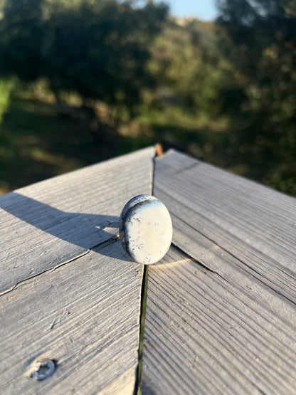 Bague en Agate Dendritique ou Pierre de Merlin taille 58