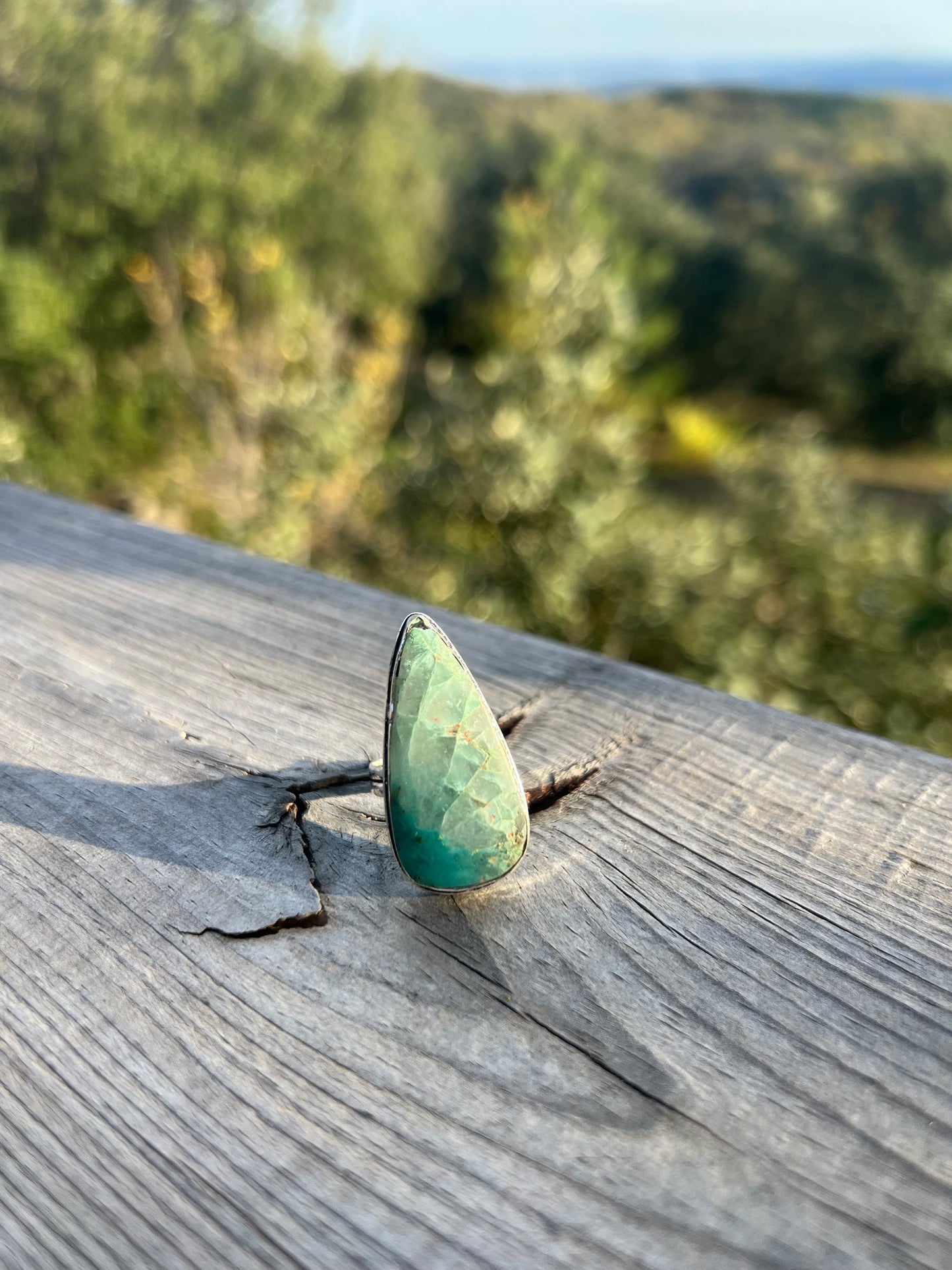 Bague en Chrysocolle et quartz taille 53