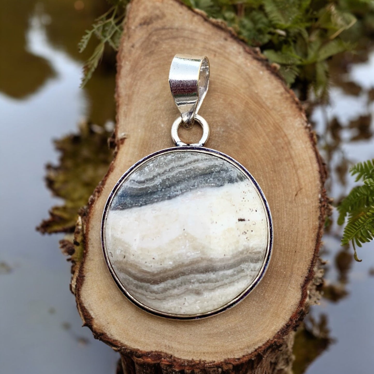 Pendentif en Calcite rubanée - Zébrée du Mexique