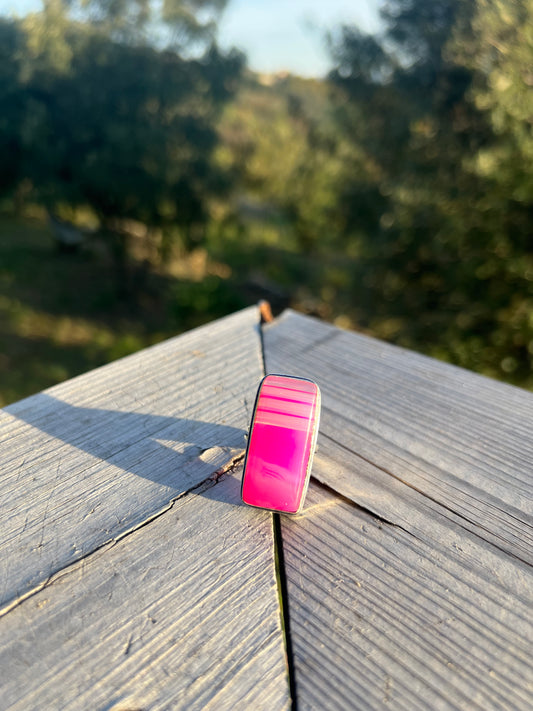 Bague en Agate teintée rose taille 59