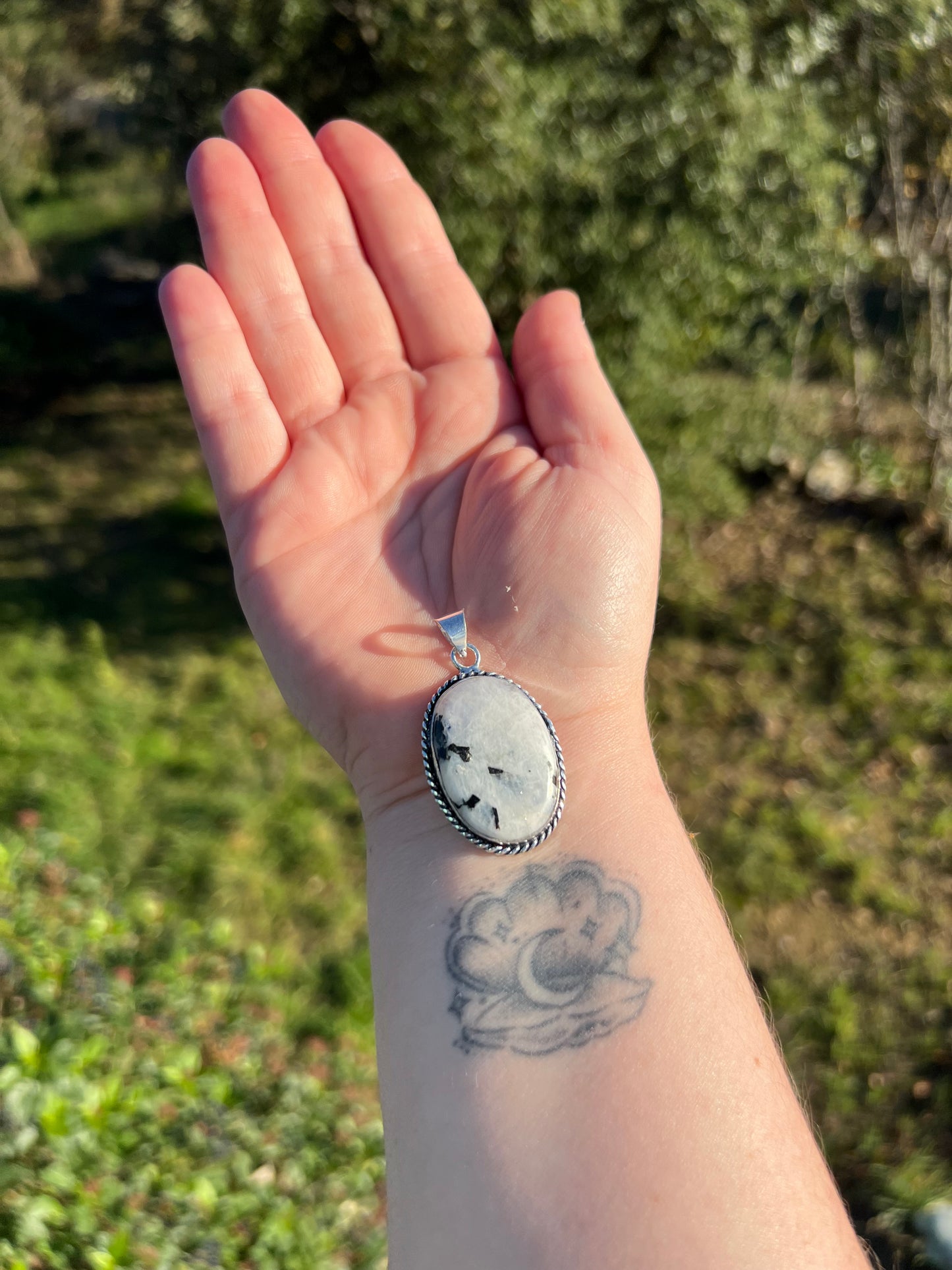 Pendentif en Péristérite - Labradorite blanche