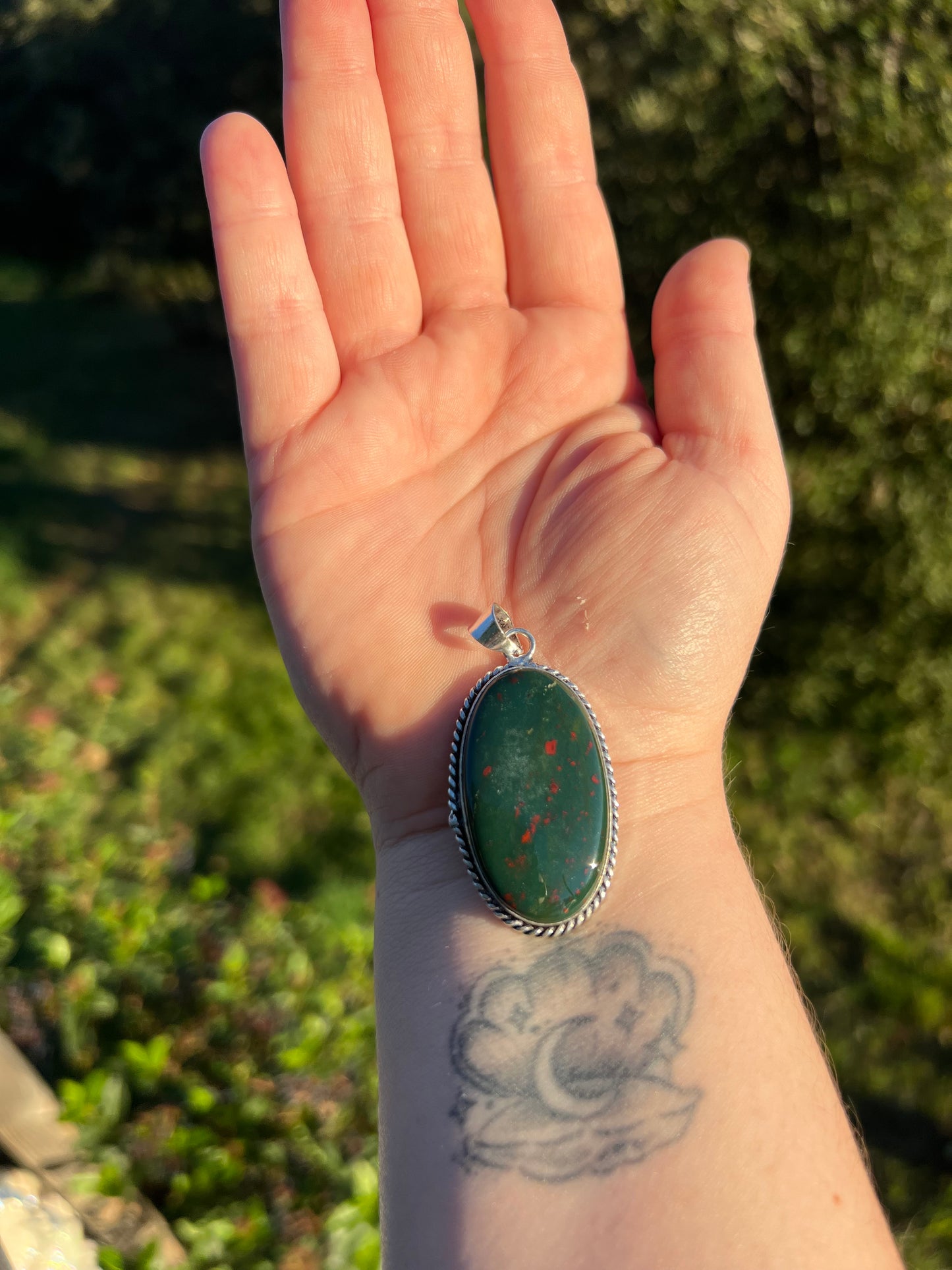 Pendentif en Héliotrope ou Jaspe sanguin