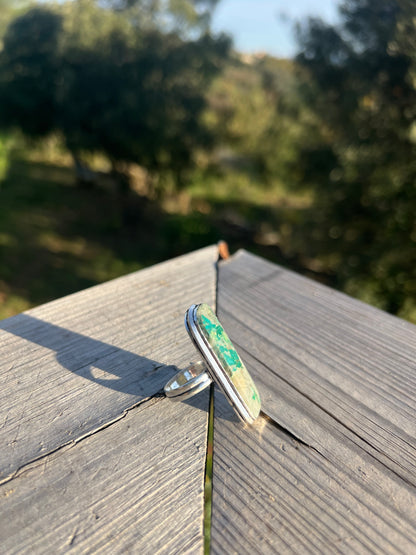 Bague en Chrysocolle & Quartz taille 54