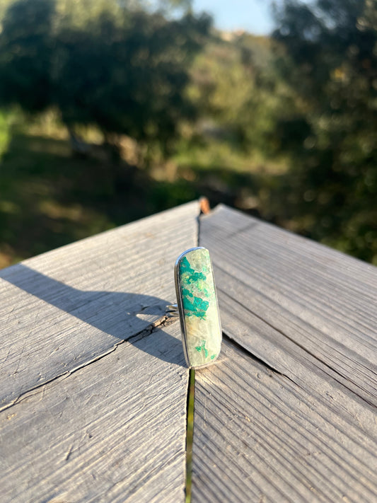 Bague en Chrysocolle & Quartz taille 54