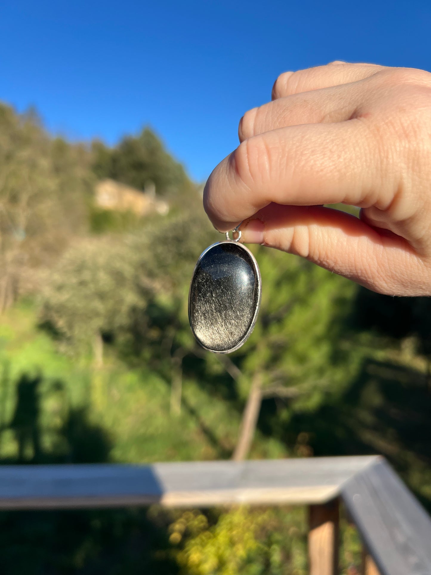 Pendentif en Obsidienne Dorée