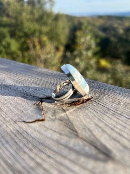 Bague en Opale bleue Owhyee taille 57