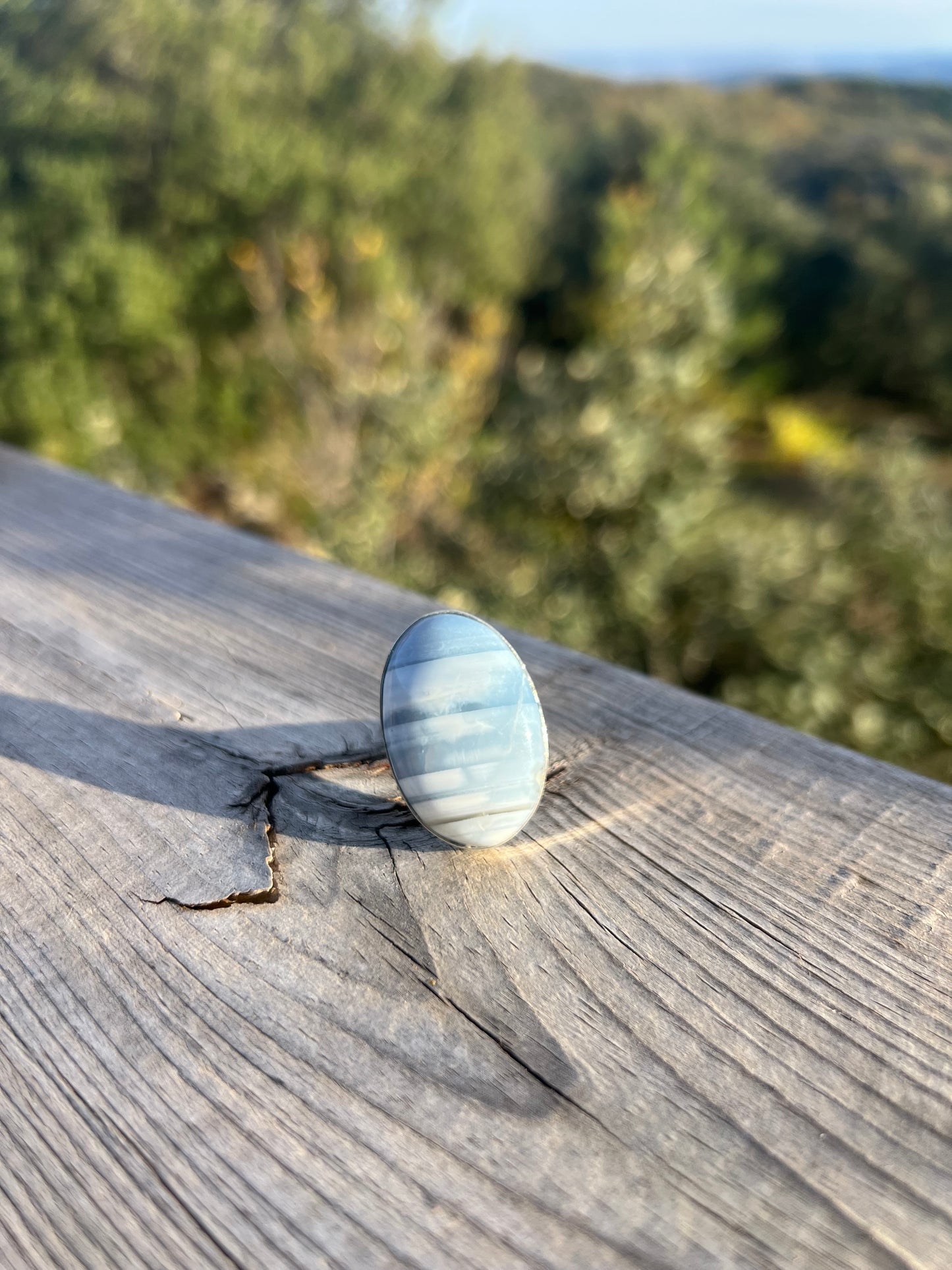 Bague en Opale bleue Owhyee taille 57