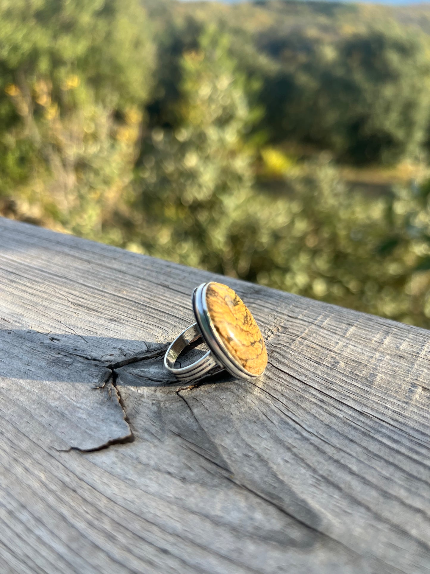 Bague en Jaspe paysage taille 54