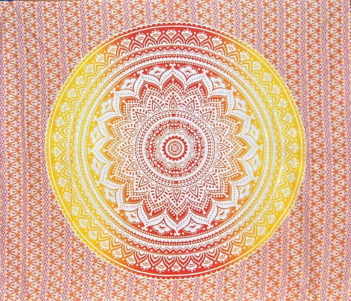 Tenture Mandala jaune & orange grand modèle