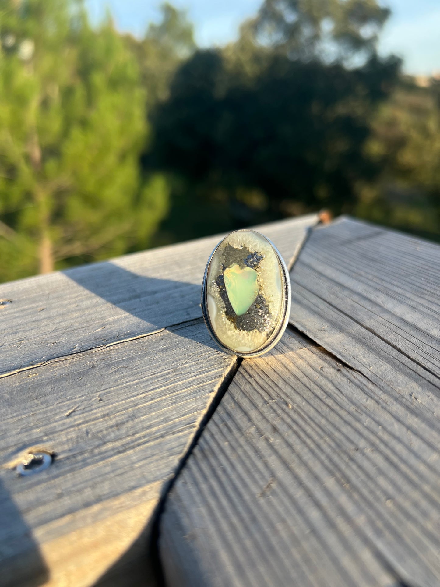 Bague en Opale d’Australie, Pyrite & Quartz taille 59
