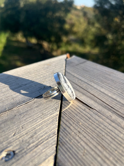 Bague en Agate Dendritique ou Pierre de Merlin taille 58