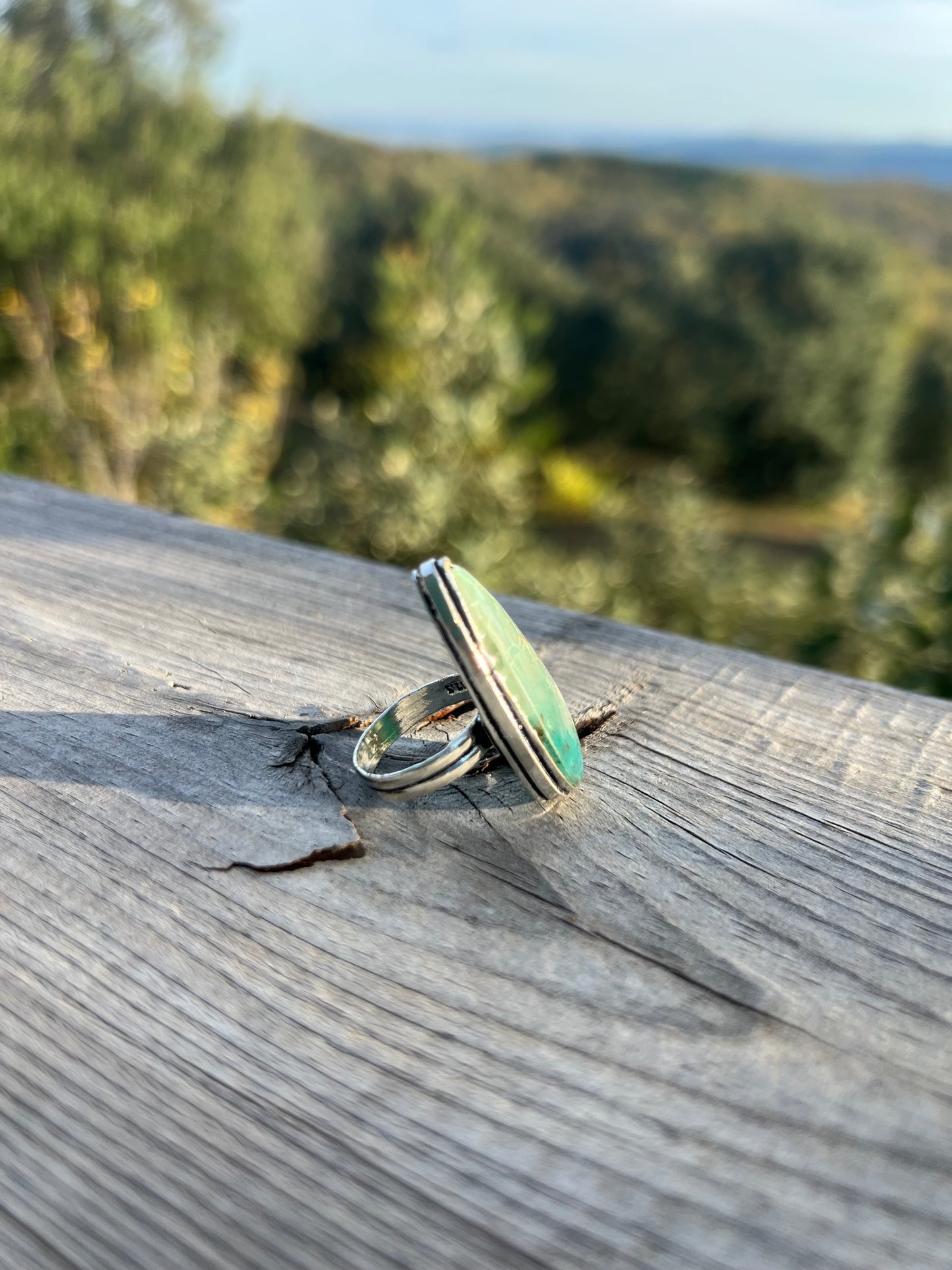 Bague en Chrysocolle et quartz taille 53