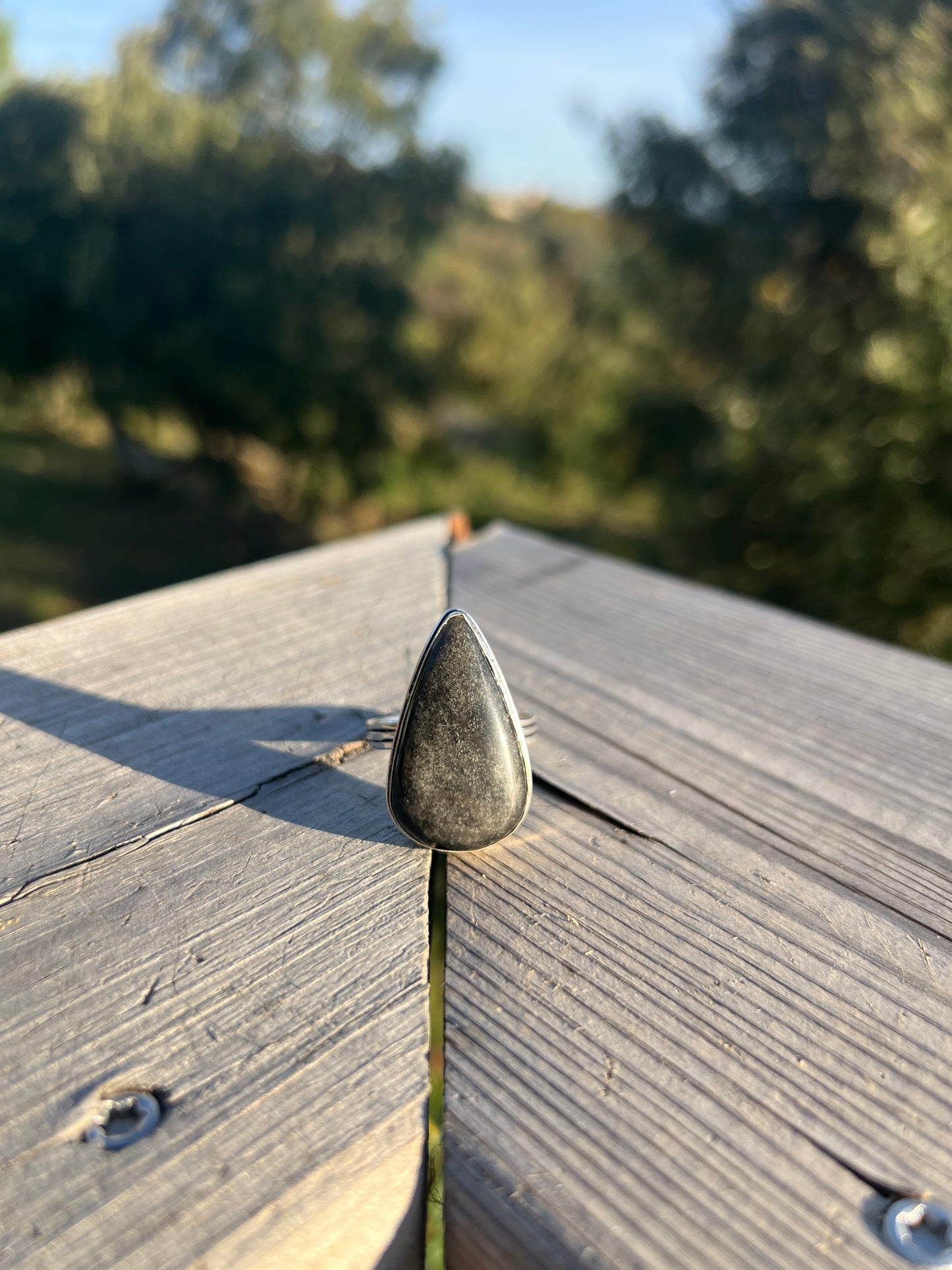 Bague en Obsidienne argentée taille 71