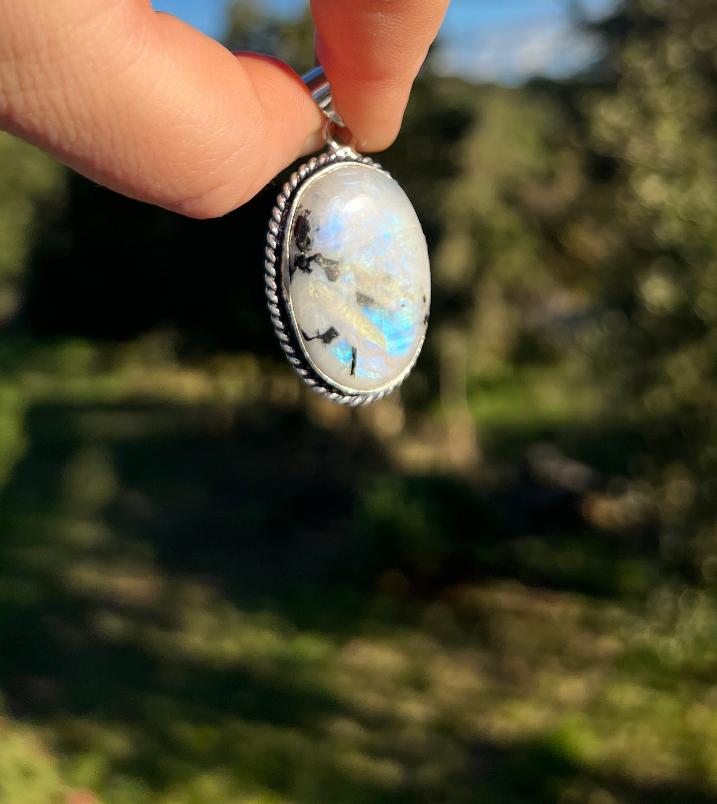Pendentif en Péristérite - Labradorite blanche