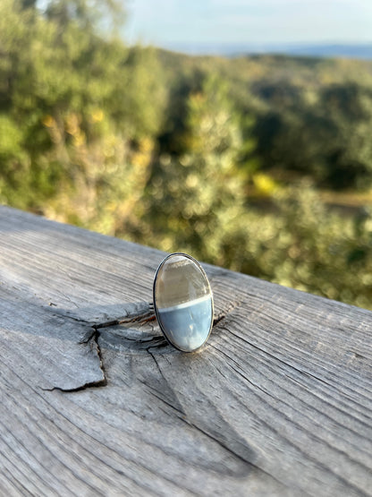 Bague en Opale bleue Owhyee taille 52