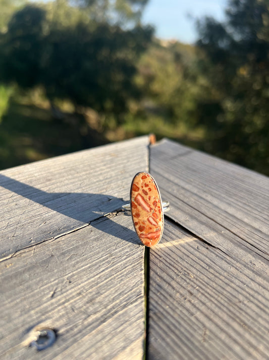 Bague en Jaspe léopard taille 64