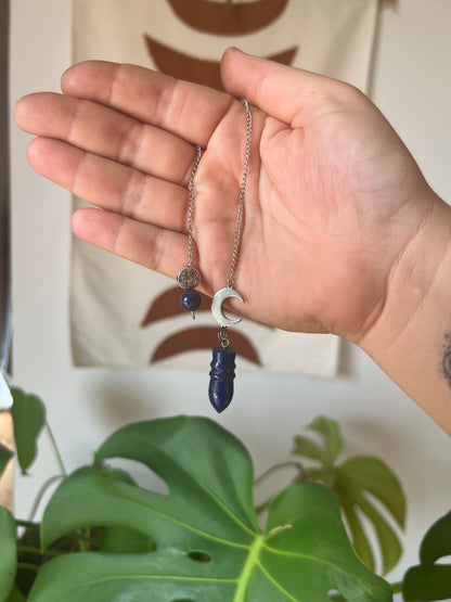 Pendule en Lapis-lazuli Lune et fleur de vie