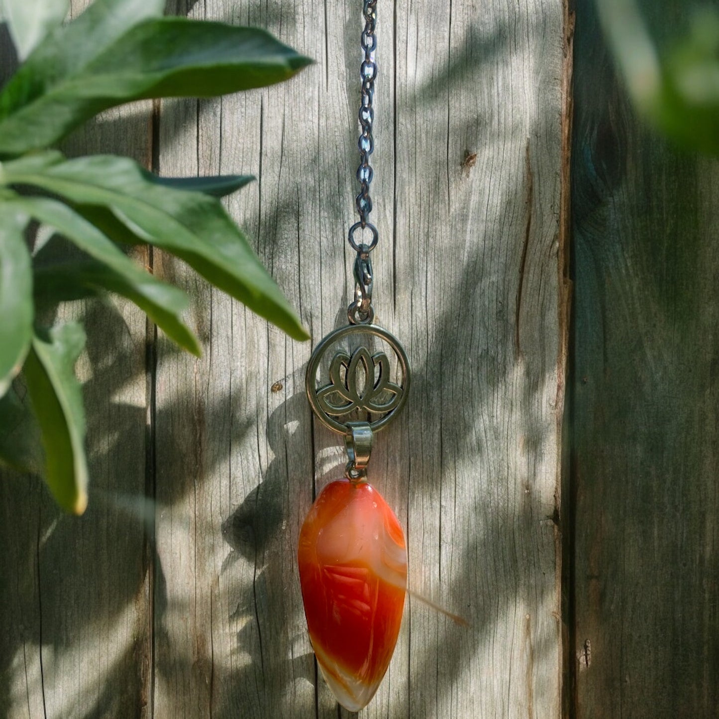 Carnelian and Lotus Pendulum 