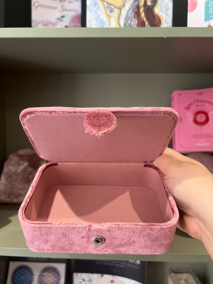 Boîte velours Arbre de vie et broderies en perles rose
