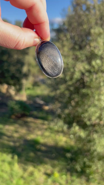 Pendentif en Obsidienne Dorée