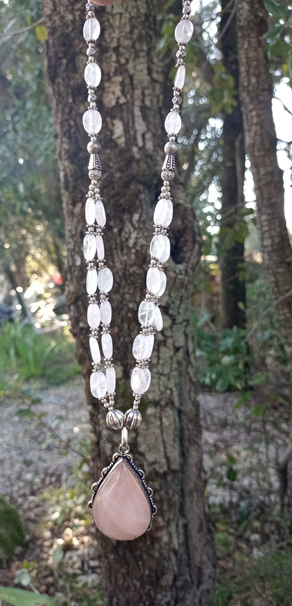 Collier en Quartz Rose