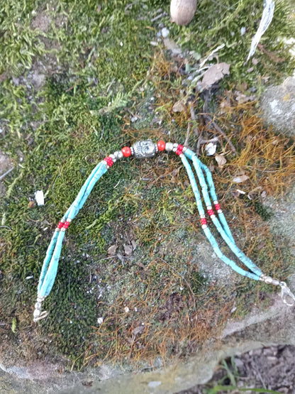 Bracelet Tibétain en Turquoise Africaine, perles fantaisies & bouddha