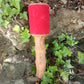 Bâton bois et cuir rouge 19cm diamètre 5cm