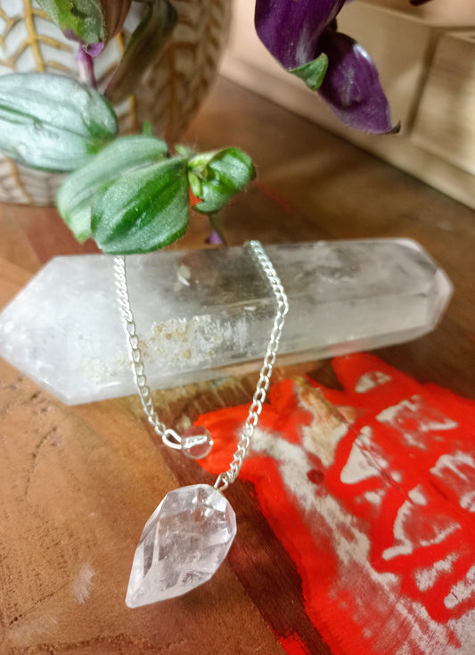 Pendule en Quartz Transparent - Cristal de Roche Facetté