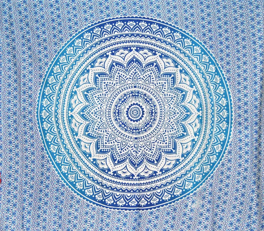 Tenture Mandala bleu grand modèle