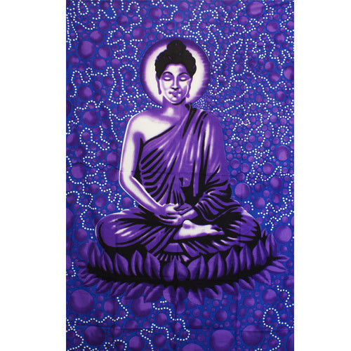 Tenture Bouddha violet & bleu grand modèle